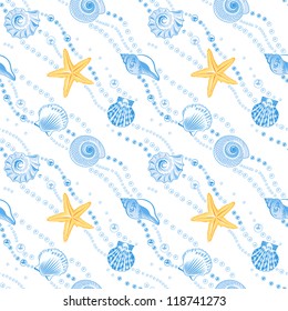 Seashells seamless pattern