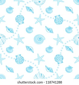 Seashells seamless pattern