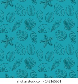 Seashells seamless pattern