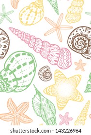 Seashells seamless pattern.