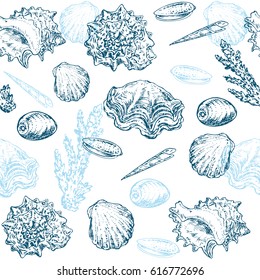 seashells seamless pattern