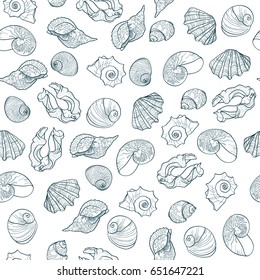 Seashells seamless pattern