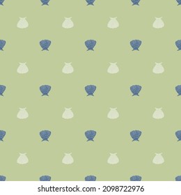 Seashells seamless pattern. Cute conch in doodle style. Beautiful marine texture for fabric, wrapping paper, wallpaper, tissue, illustration.