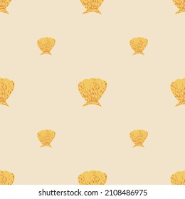 Seashells seamless pattern. Cute conch in doodle style. Beautiful marine texture for fabric, wrapping paper, wallpaper, tissue, illustration.