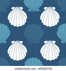 Seashells seamless pattern vector. Doodle colorful background. Sketch objects marine illustration