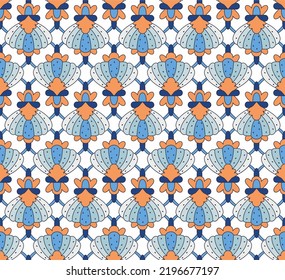 Seashells seamless pattern. Vector illustration.