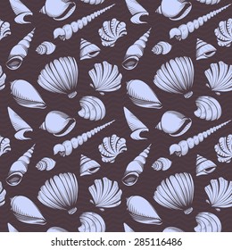 seashells seamless pattern vector summer background illustration