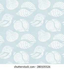 seashells seamless pattern vintage vector summer background illustration