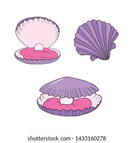 Seashells Set Coloring Image Seashells Handdrawn Stock Vector (Royalty ...