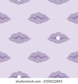 Seashells simple doodle seamless pattern. Lilac summer beach sea background. Vector illustration