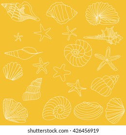 Seashells and starfish pattern vector