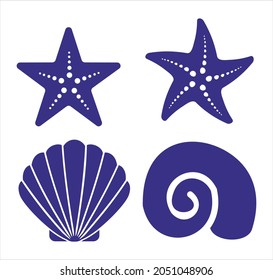 seashells and starfish set vector ilustration