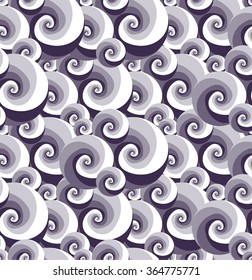 Seashells vector background. Octopus tentacles texture.Tornadoes, hurricanes image. Cloudy sky. Stormy weather. Sea, ocean water. Swirls textile. Vortex pattern. 