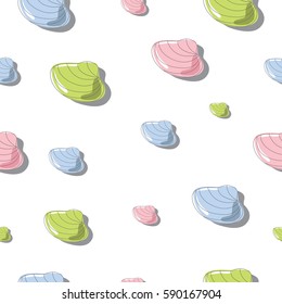 Seashells vector seamless pattern