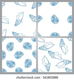 Seashells. Vector seamless pattern. Hand draw illustration