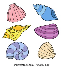 seashells vector. Use printed materials, signs, items, websites, maps, posters, postcards, packaging.