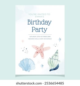 Seashells Watercolor Flyer Poster Template