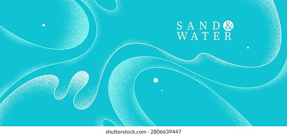 Seashore abstract linear vector background, ocean water and sand on waves calming and relaxing abstract art, curvy lines and textures minimal graphics.