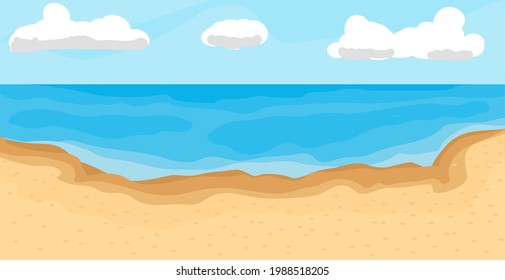 Afiche abstracto de la costa. Ilustración vectorial de playa. Fondo de vacaciones de verano.