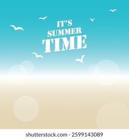 Seashore background - blue sky - yellow sand