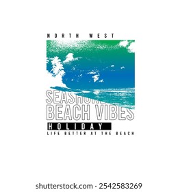 Seashore Beach vibe Holiday summer ocean  scene poster design