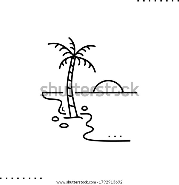 Seashore Coast Palm Tree Sunset Vector Stock Vector (Royalty Free ...