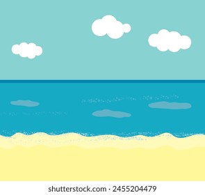 
Seashore in flat style. Beautiful vector illustration of a beach with a sea view