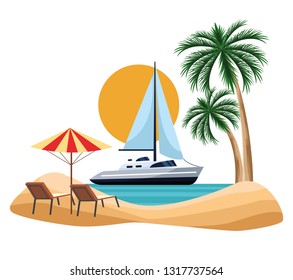 seashore landscape cartoon