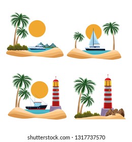 seashore landscape cartoon