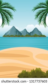 seashore landscape cartoon