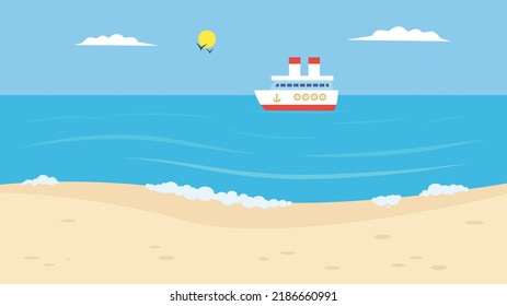 Küste und Schiff in der Ferne