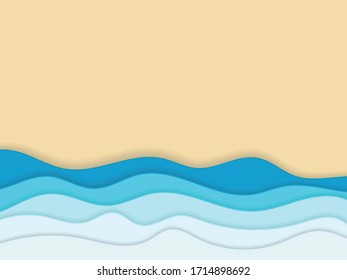 mar en el estilo de corte de papel - ilustración vectorial, pasos
