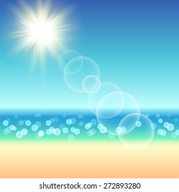 Seashore summer beach background. Vector illustration.