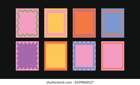 Seaside abstract cut out frames in hand drawn style – vector borders and design elements for weddings, birthday cards, party invites and ocean-inspired prints