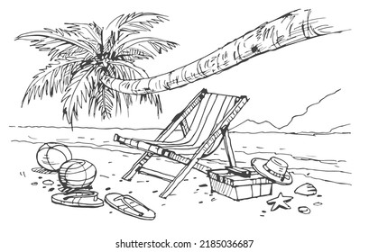 Seaside art vector for card, illustration, decoration