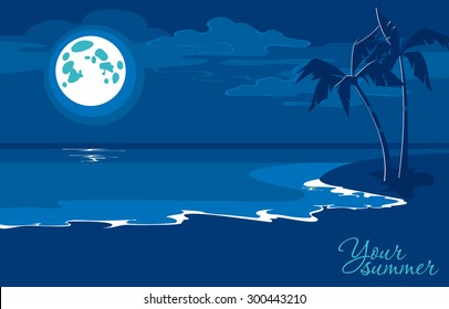 Seaside background with summer night 