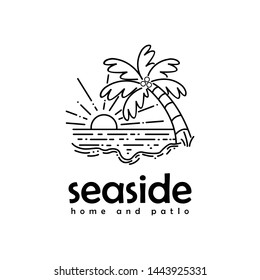 Seaside Beach Home And Resort Line Art Logo