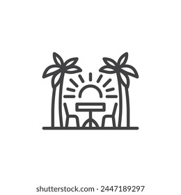 Seaside Cafe line icon. linear style sign for mobile concept and web design. Beachside restaurant outline vector icon. Symbol, logo illustration. Vector graphics