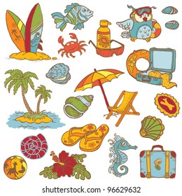 Seaside doodles - Hand drawn collection in vector