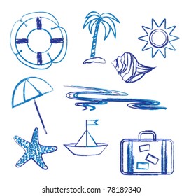 Seaside holiday symbols