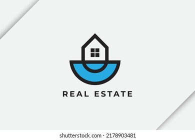 Seaside Home Logo Icon Design Template Vector Illustration