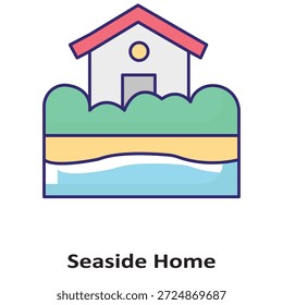 Icono de Vector de Seaside Home que puede modificarse o editarse fácilmente

