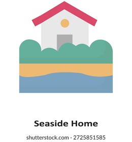 Icono de Vector de Seaside Home que puede modificarse o editarse fácilmente

