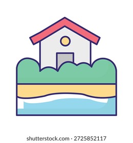 Icono de Vector de Seaside Home que puede modificarse o editarse fácilmente

