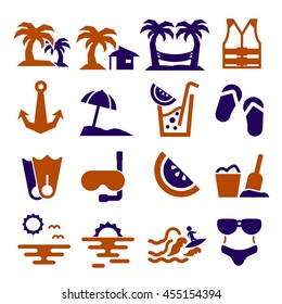 Seaside Icon Set Stock Vector (Royalty Free) 455154394 | Shutterstock