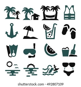 seaside icon set
