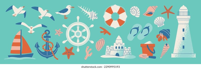 Seaside illustration set perfect for summer svg