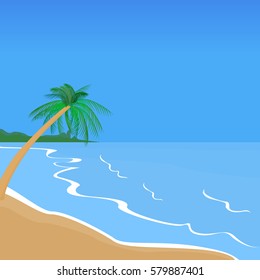 Seaside Landscape. Palm Trees. Beach Vacation.