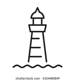 Seaside lighhouse thin line vector icon. Flat sign for mobile and web design.