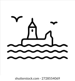 Seaside Lighthouse Beacon under Clear Sky Illustration